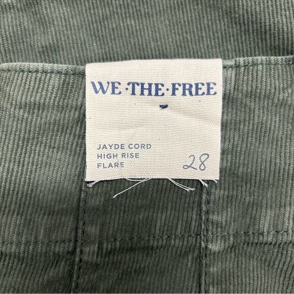 We The Free People Jayde Cord High Rise Flare Green Corduroy Pants Green Size 32 - Picture 7 of 8